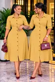 Women's Button-Down Midi Shirt Dress - 5