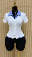Women's Knit Collared Button-Front Top - 3