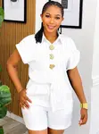 Blouse ya Wanawake yenye Michirizi ya Dusty na Vitone vya Maua - 1