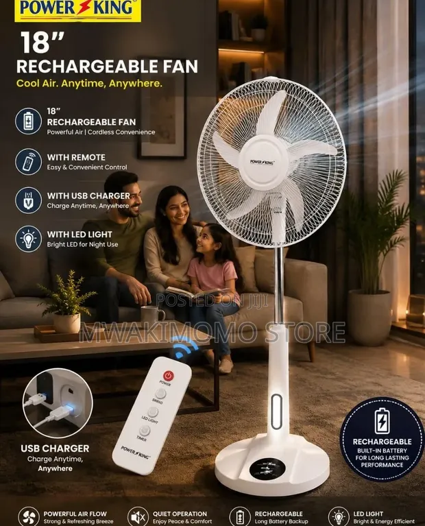 18" Power King Rechargeable Stand Fan (PK1865) - 1