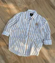 White Brown Striped Casual Shirt - 1