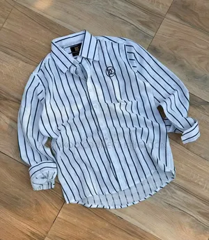 White Brown Striped Casual Shirt