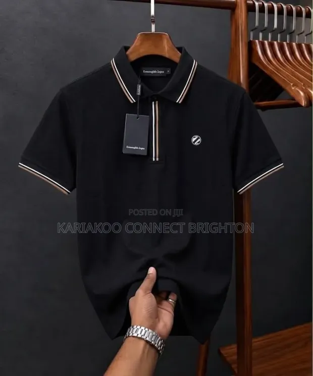 Black Gold Trim Polo Shirt - 1
