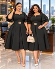 Elegant Dark Brown Women's Dress - 1