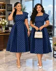 Women's Black & White Polka Dot Elegant Dress - 3