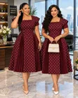 Women's Black & White Polka Dot Elegant Dress - 5