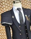 Charcoal Black Textured Three-Piece Suit - 1