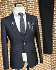 Charcoal Black Textured Three-Piece Suit - 3