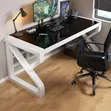 Modern Glass-Top Computer and Office Desk (Model YM168) - 2