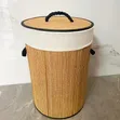 Round Lidded Bamboo Laundry Basket - 1