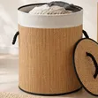 Round Lidded Bamboo Laundry Basket - 2