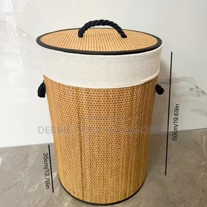 Round Lidded Bamboo Laundry Basket
