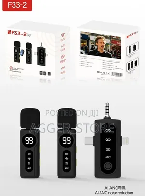 F33-2 Dual Wireless Lavalier Microphone with Battery Display, AI ANC