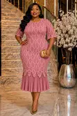 Gauni Zuri la Lace Midi Lenye Rinda la Kukunja - 1