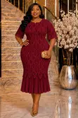 Gauni Zuri la Lace Midi Lenye Rinda la Kukunja - 2