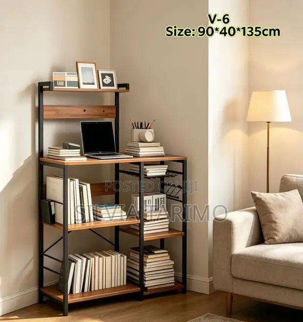 Modern 5-Tier Bookshelf Study Desk - 1