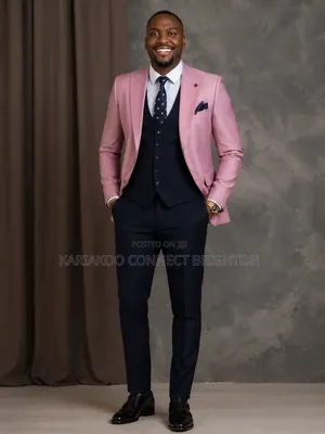 Pink Blazer & Navy Blue Three-Piece Suit - Imported from Turkey
