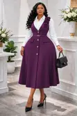 Button-Front Pinafore Midi Dress - 1