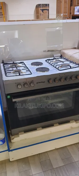 Berklays 90x60cm Oven Cooker: 4 Gas + 2 Electric Burners, Electric Oven