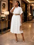 Elegant Belted Button-Front Maxi Shirt Dress - 4