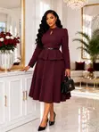 Elegant Peplum Fit-and-Flare Midi Dress - 1