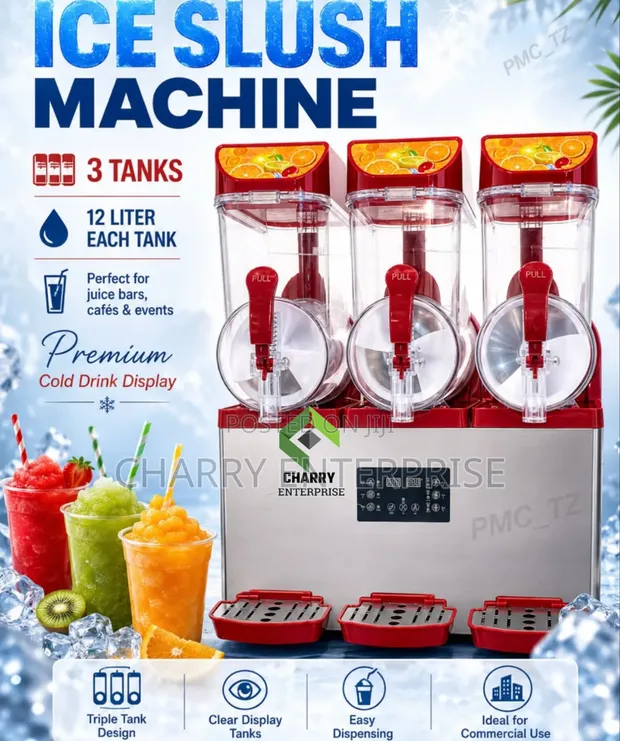 Ice Slush Machine - 3 Tanks, 12L Each - 1