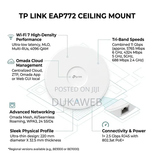 TP-Link EAP772 Access Point - Tri-Band Wi-Fi 7 - 1