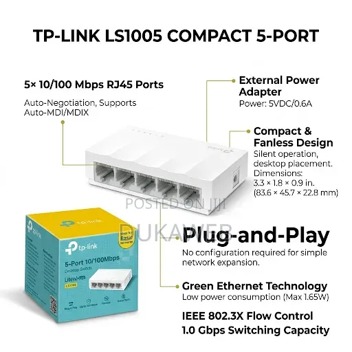 TP-Link LS1005 Switch Ndogo ya Port 5 - 1