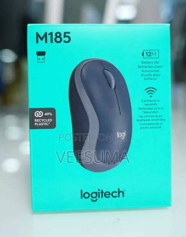 Logitech M185 Wireless Optical Mouse - 12-Month Battery - 1