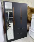 Luxury 3-Door Wardrobe - Black, Polished Finish - 1