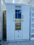 Simple Modern 3-Door Wardrobe with Mirror - White - 2