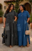 Charcoal Denim Midi Dress - 3