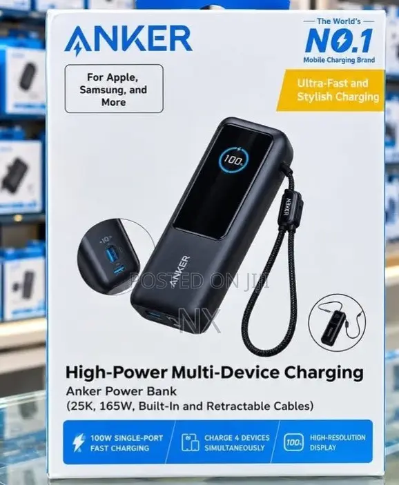 Anker Power Bank 25000mAh 165W Retractable Cables - 1