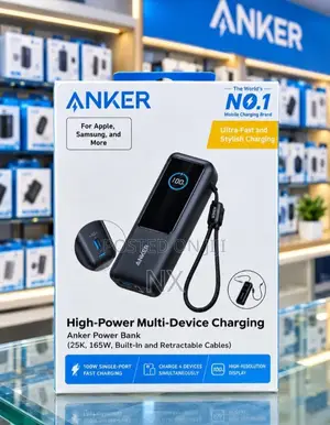 Anker Power Bank 25000mAh 165W Retractable Cables