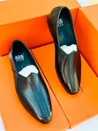 Viatu vya wanaume vya Anax vya ngozi aina ya Moccasins - Nyeusi - 2