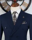 Suti ya Carlos Cardini Navy Double-Breasted - Vifungo 6 na Tie Set - 1