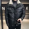 Jaketi la Versace Nyeusi la Faux-Leather lenye Kola ya Sherpa - 1