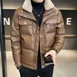 Jaketi la Versace Nyeusi la Faux-Leather lenye Kola ya Sherpa - 2