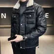 Jaketi la Versace Nyeusi la Faux-Leather lenye Kola ya Sherpa - 5
