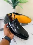 Men's J.M. Weston Black Patent Leather Loafers - 3