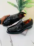 Men's J.M. Weston Black Patent Leather Loafers - 4