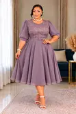 Gauni la Chiffon na Kifua cha Renda - Midi - 1