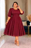 Gauni la Chiffon na Kifua cha Renda - Midi - 3