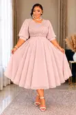 Gauni la Chiffon na Kifua cha Renda - Midi - 5