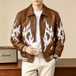 Jaketi la Faux-Leather la Brown lenye Chapa za Nyota - 5