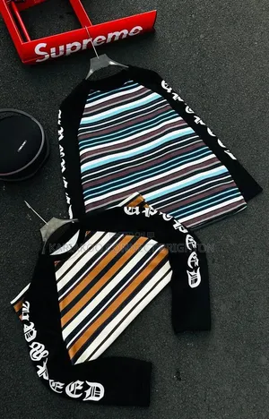 Supreme Striped Sleeve-Print Long-Sleeve Polo (2 Colors)
