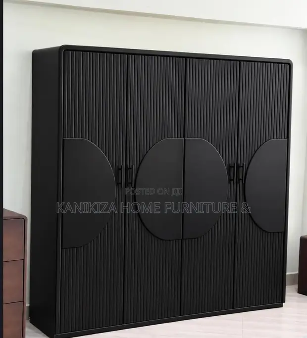 Luxury 4-Door Wardrobe - Black - 1