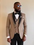 Mario Casas Tuxedo Suit Beige - Vipande 3 - 2