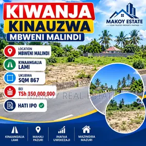Kiwanja cha Makazi SQM 867 kwa Ajili ya Kuuzwa, Mbweni Malindi