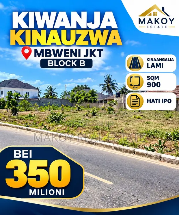 Kiwanja Kinauzwa: SQM 950 Mbweni JKT Block B, TZS 350M - 1